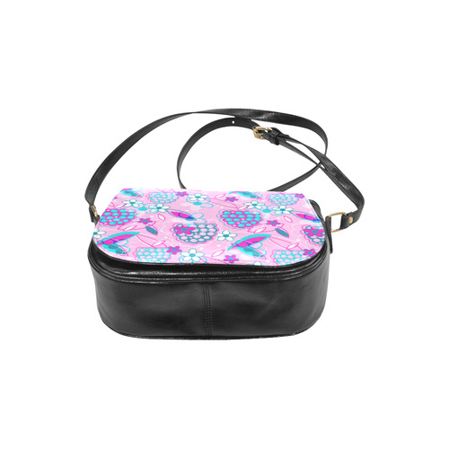 Berry Pink Fruit Flowers Floral Pattern Classic Saddle Bag/Small (Model 1648)