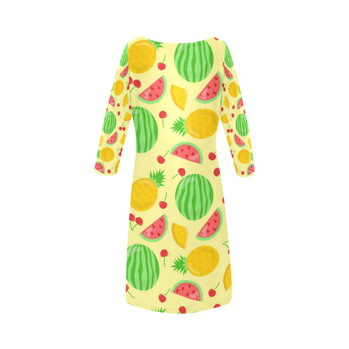 Fruit Watermelon Pineapple Cherries Round Collar Dress (D22)