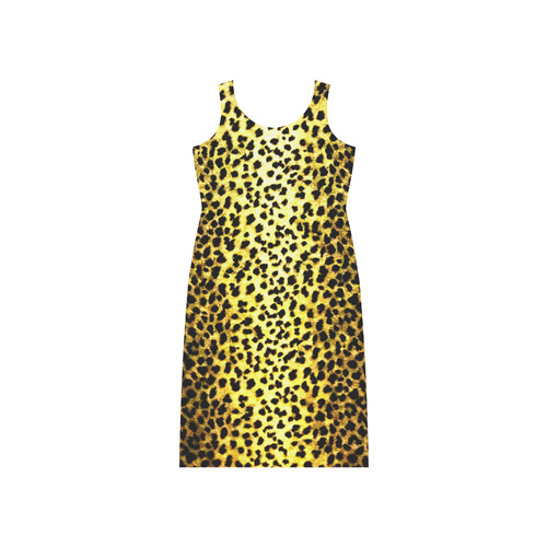 Leopard Wallpaper Print Phaedra Sleeveless Open Fork Long Dress (Model D08)