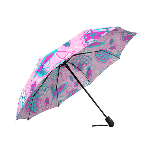Berry Pink Fruit Flowers Floral Pattern Auto-Foldable Umbrella (Model U04)