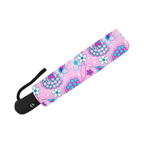 Berry Pink Fruit Flowers Floral Pattern Auto-Foldable Umbrella (Model U04)