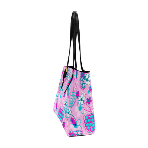 Berry Pink Fruit Flowers Floral Pattern Euramerican Tote Bag/Large (Model 1656)