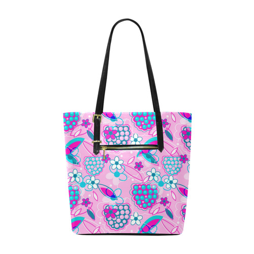 Berry Pink Fruit Flowers Floral Pattern Euramerican Tote Bag/Small (Model 1655)