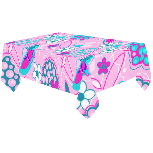 Berry Pink Fruit Flowers Floral Pattern Cotton Linen Tablecloth 60"x120"