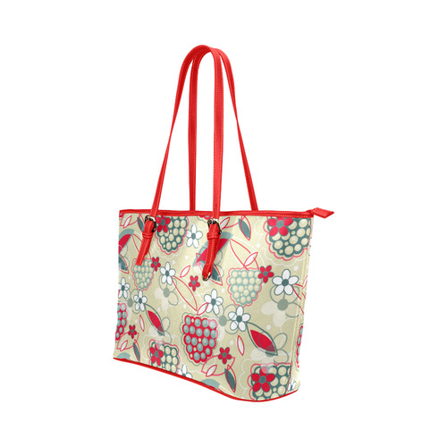 Berry Sweet Fruit Flower Floral Leather Tote Bag/Large (Model 1651)