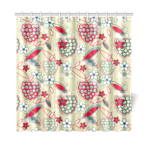 Berry Sweet Fruit Flower Floral Shower Curtain 72"x72"