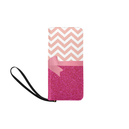Pink Chevron, Hot Pink Glitter and Bow Women's Clutch Purse (Model 1637)