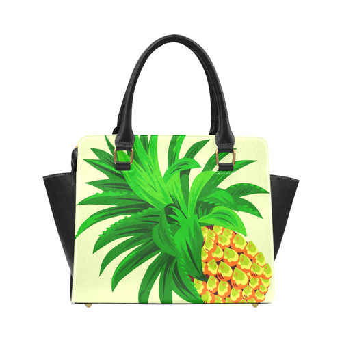 Yellow Orange Pineapple Green Leaves Classic Shoulder Handbag (Model 1653)