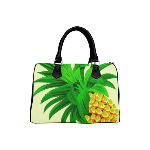 Yellow Orange Pineapple Green Leaves Boston Handbag (Model 1621)