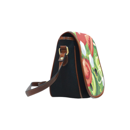 Fruits and Vegetables Food Pattern Saddle Bag/Small (Model 1649)(Flap Customization)