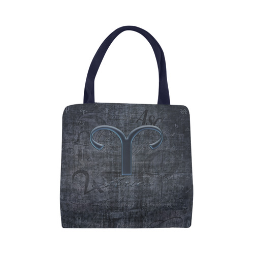 Astrology Zodiac Sign Aries in Grunge Style Canvas Tote Bag (Model 1657)