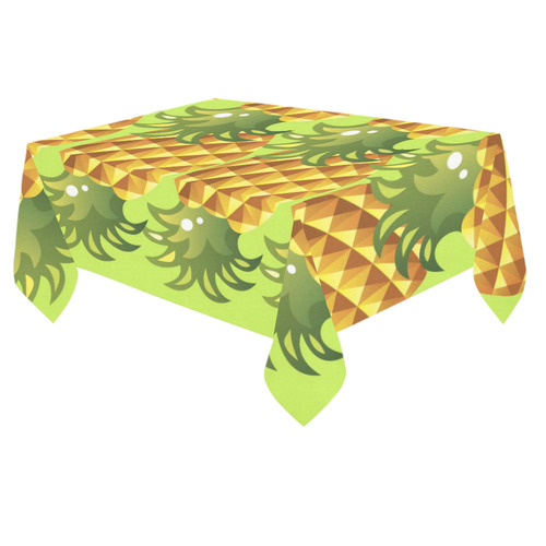 Pineapple Fruit Green Leaves Pattern Cotton Linen Tablecloth 60"x 84"