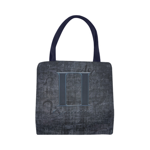 Astrology Zodiac Sign Gemini in Grunge Style Canvas Tote Bag (Model 1657)
