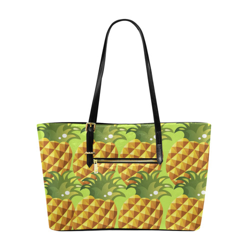 Pineapple Fruit Green Leaves Pattern Euramerican Tote Bag/Large (Model 1656)