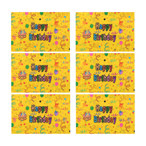 Happy birthday by Popart Lover Placemat 12’’ x 18’’ (Set of 6)