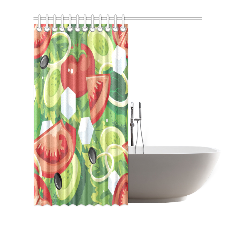 Fruits and Vegetables Food Pattern Shower Curtain 72"x72" ID D1333602