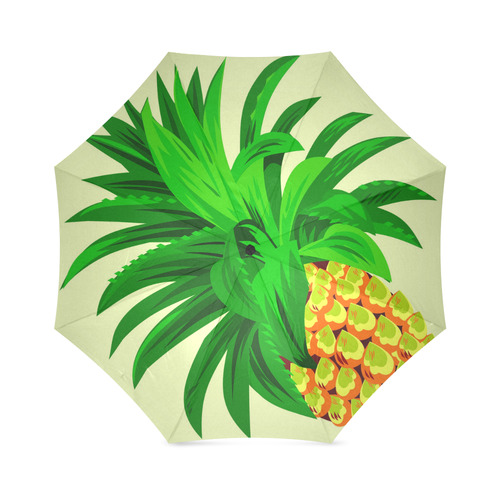 Yellow Orange Pineapple Green Leaves Foldable Umbrella (Model U01)