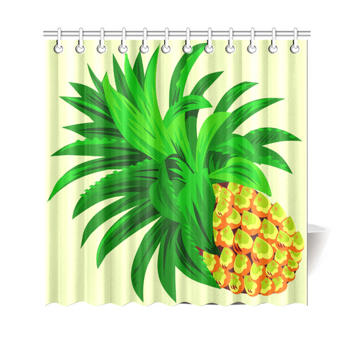Yellow Orange Pineapple Green Leaves Shower Curtain 69"x70"