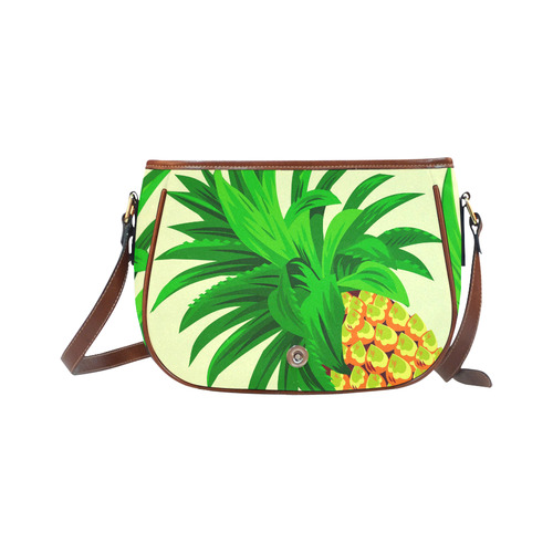 Yellow Orange Pineapple Green Leaves Saddle Bag/Large (Model 1649)