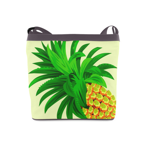 Yellow Orange Pineapple Green Leaves Crossbody Bags (Model 1613)
