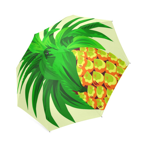 Yellow Orange Pineapple Green Leaves Foldable Umbrella (Model U01)