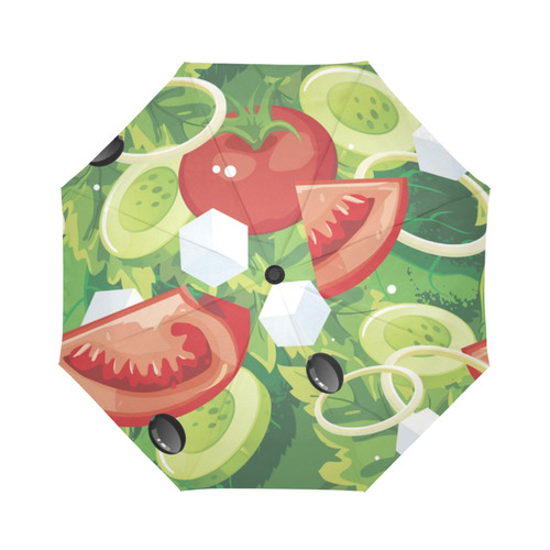 Fruits and Vegetables Food Pattern Auto-Foldable Umbrella (Model U04)