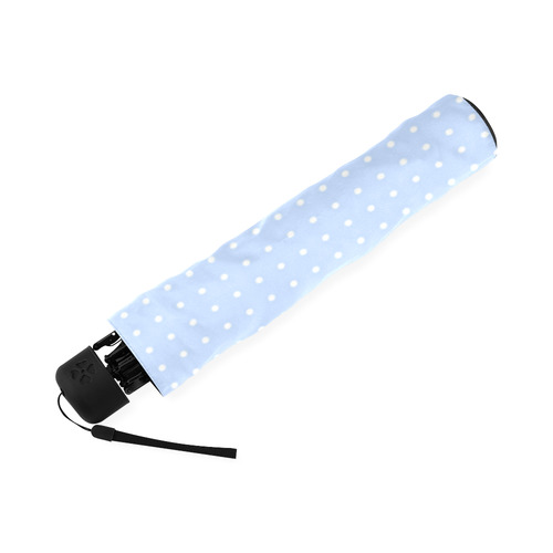 Baby Blue White Polka Dots with White Bow Foldable Umbrella (Model U01)