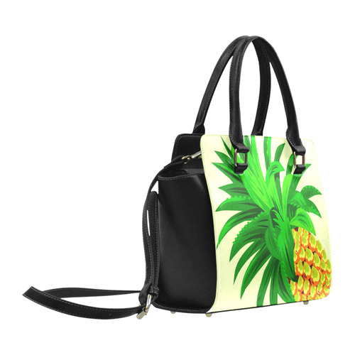 Yellow Orange Pineapple Green Leaves Classic Shoulder Handbag (Model 1653)