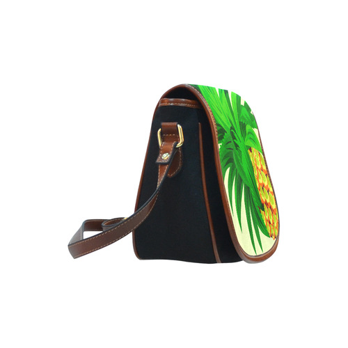 Yellow Orange Pineapple Green Leaves Saddle Bag/Small (Model 1649)(Flap Customization)