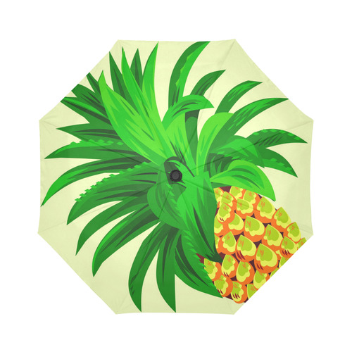 Yellow Orange Pineapple Green Leaves Auto-Foldable Umbrella (Model U04)