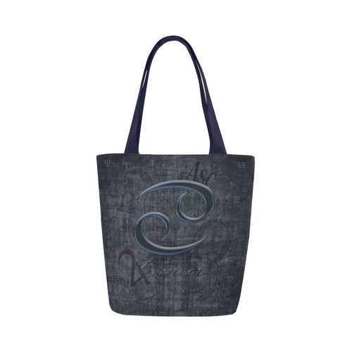 Astrology Zodiac Sign Cancer in Grunge Style Canvas Tote Bag (Model 1657)