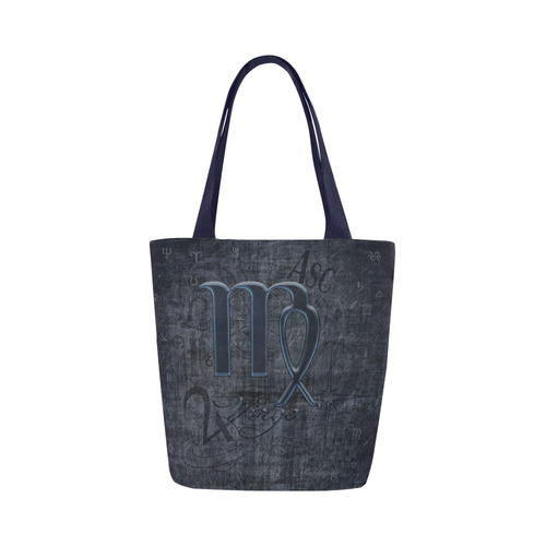 Astrology Zodiac Sign Virgo in Grunge Style Canvas Tote Bag (Model 1657)