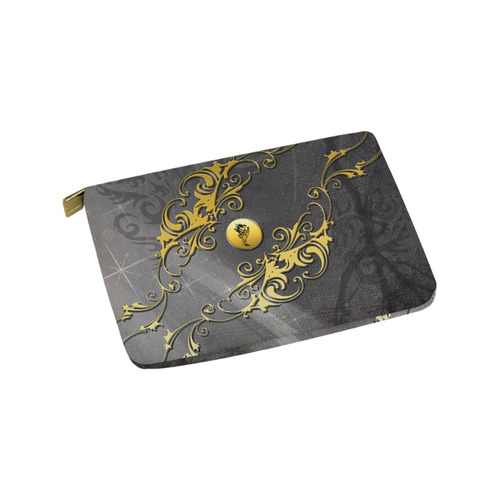 Tribal dragon on yellow button Carry-All Pouch 9.5''x6''