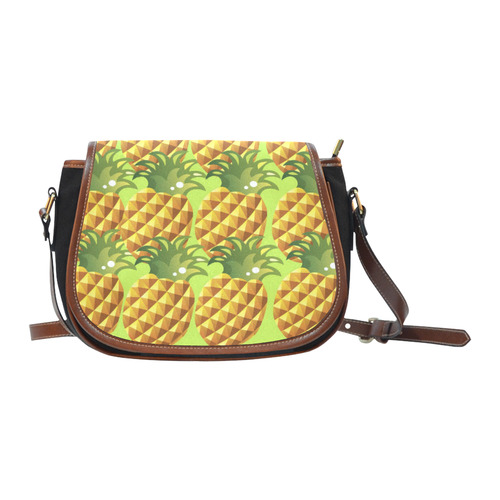 Pineapple Fruit Green Leaves Nature Saddle Bag/Small (Model 1649)(Flap Customization)