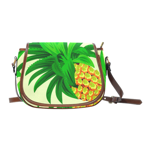 Yellow Orange Pineapple Green Leaves Saddle Bag/Small (Model 1649) Full Customization