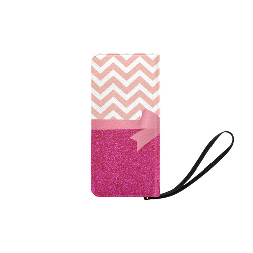 Pink Chevron, Hot Pink Glitter and Bow Women's Clutch Purse (Model 1637)