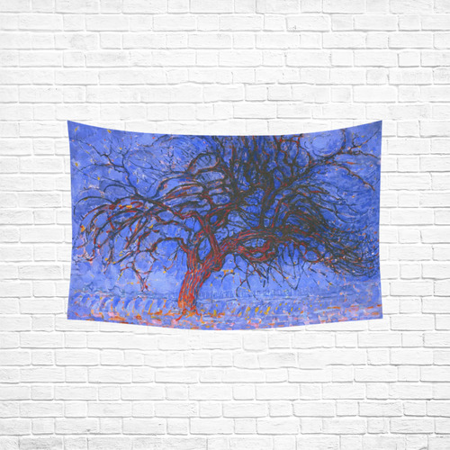 Piet Mondrian Evening Red Tree Cotton Linen Wall Tapestry 60"x 40"