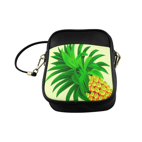 Yellow Orange Pineapple Green Leaves Sling Bag (Model 1627)