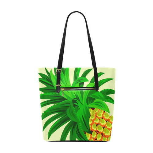 Yellow Orange Pineapple Green Leaves Euramerican Tote Bag/Small (Model 1655)