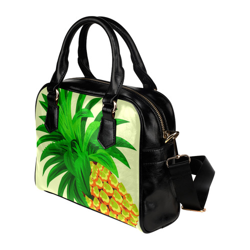 Yellow Orange Pineapple Green Leaves Shoulder Handbag (Model 1634)