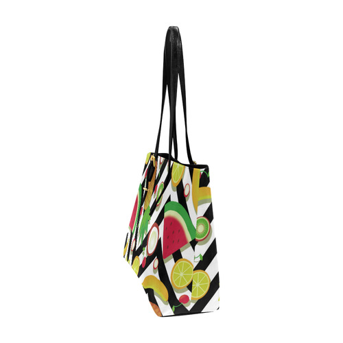 Fruit Watermelon Cherries Chevron Stripes Euramerican Tote Bag/Large (Model 1656)