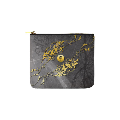 Tribal dragon on yellow button Carry-All Pouch 6''x5''