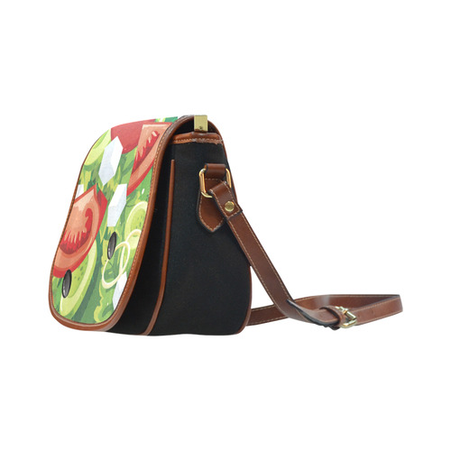 Fruits and Vegetables Food Pattern Saddle Bag/Small (Model 1649)(Flap Customization)