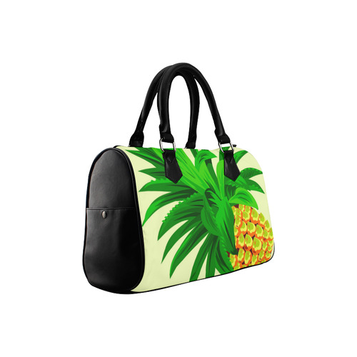 Yellow Orange Pineapple Green Leaves Boston Handbag (Model 1621)