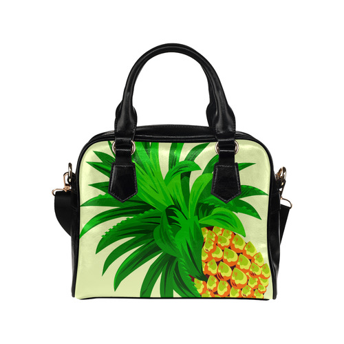 Yellow Orange Pineapple Green Leaves Shoulder Handbag (Model 1634)