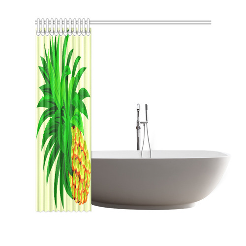 Yellow Orange Pineapple Green Leaves Shower Curtain 69"x70"