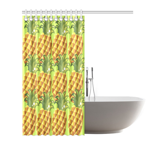 Pineapple Fruit Green Leaves Nature Shower Curtain 72"x72"