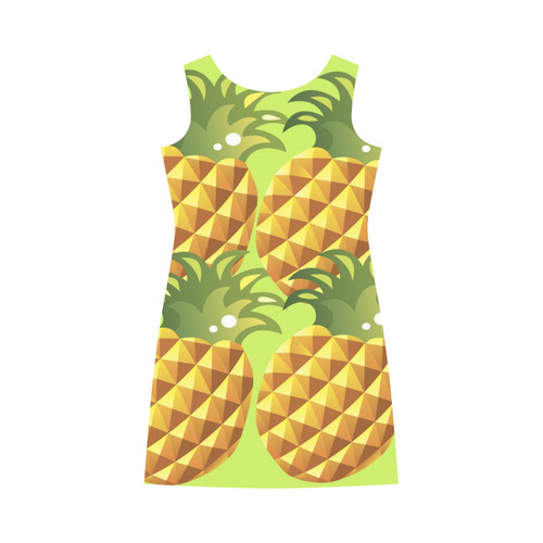Pineapple Fruit Green Leaves Pattern Round Collar Dress (D22)