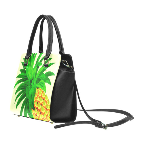 Yellow Orange Pineapple Green Leaves Classic Shoulder Handbag (Model 1653)