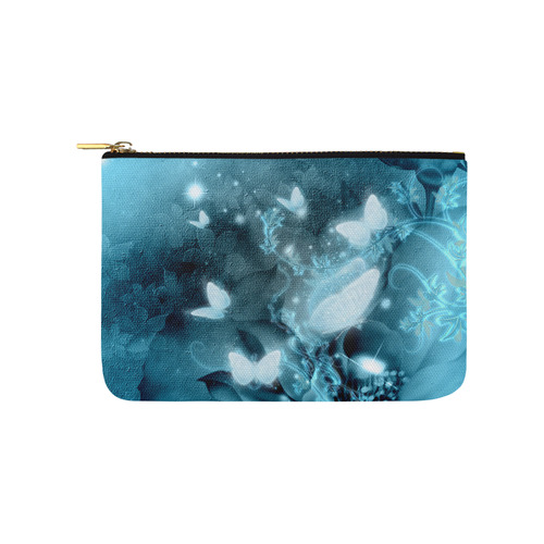 Glowing butterflies in blue colors Carry-All Pouch 9.5''x6''